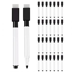 KHDULQ 30 Pièces Feutre Ardoise Effacable Noir, Stylo Aimanté Pour Frigo, Stylo Tableau Blanc Effacable, Aimanté Pour Frigo, for Home School Office Whiteboard, Marker (XINDONGLI, neuf)