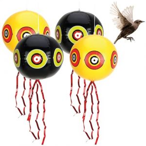 COM-FOUR® 4X Ballon Anti-Oiseaux - épouvantail à Suspendre avec Yeux réfléchissants et Rayures crépitantes - effaroucheur d'oiseaux pour étourneaux, Corbeaux, choucas, Pigeons (4 pièces - Ballon) (COM-FOUR  Vertriebs GmbH, neuf)