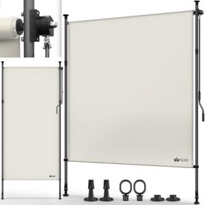 tillvex® Store Extérieur Vertical 150x310cm Beige avec Manivelle sans Perçage | Store Enroulable Extensible & Occultant | Store Manuel Balcon Terrasse Jardin | Brise-Vue Balcon Résistant (DWD-Company, neuf)