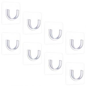 8 Pi&egrave;ces Support Tringle Rideaux Sans Percage,Crochets de Tension Transparents,Tringle Rideau Douche Support Douche Mural Adh&eacute;sif,Pour Armoire de Salle de Bain (Newbilty OU, neuf)
