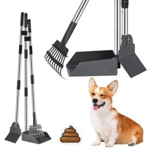 Anluomania Pelle à Crotte pour Chien, Kit Pelle Ramasse Crotte pour Chien et Râteau Métal, Pelle à Crottes à Manche Long Réglable, Lot de 3 Pelle à déjections Canines et Râteau en Métal, 96cm de Long (IGALA MARKET S.R.L., neuf)