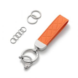 AOKSUNOVA Porte-clés de Voiture en Cuir Porte-clés Orange Bande à Clefs avec Anneau à Clefs pour Dames, Filles (AOKSUNOVA-FR, neuf)