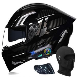 ACLFFSHOP Bluetooth Modulable Casque Moto Homologué ECE, Flip Up Casque Adulte Moto avec Double Visière pour Anti-Collision Casque Scooter Casque Integral Modulable pour Homme Femme M~XXL (GXPgxp, neuf)