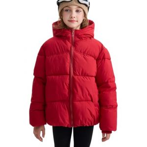 NEAWEALY Veste d'hiver pour enfant, gar&ccedil;on et fille, veste rembourr&eacute;e avec capuche, doudoune en polaire chaude, veste d'ext&eacute;rieur coupe-vent, rouge, 6-7 ans (QIQINGMY, neuf)