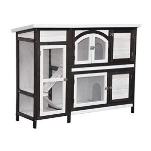 Clapier en Lapin spacieux/clapier Lapin ext&eacute;rieur Jumbo &ndash; imperm&eacute;able &ndash; Deux etages - Nettoyage Facile &ndash; 145 x 48 x 109 cm &ndash; Marron/Blanc (nanook-shop, neuf)