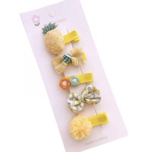 Lot de 5 pinces à cheveux en tissu, jolis nœuds floraux colorés fabriqués à la main qui n'endommageront pas vos cheveux. Grand ananas jaune (shenqiuchengyushangmao, neuf)