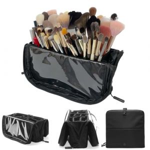 Yousimei Trousse &agrave; pinceaux de maquillage, organisateur de trousse de maquillage debout avec s&eacute;parateurs r&eacute;glables, support de brosse de maquillage de voyage portable pliable pour artiste (FMDstore, neuf)