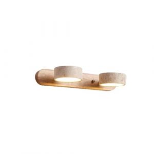 MEDPHZP Applique Murale linéaire en Pierre Naturelle, Style Ferme, en Bois, travertin Jaune, 2, 3 ou 4 Lampes, éclairage de Salle de Bain sur Miroir, éclairage LED Rotatif à 180° (Bois 32 cm) (HANDANSHIDOUJINDIANZISHANGWUYOUXIANGONGSI, neuf)