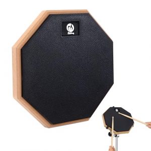 Yesaler Drum Pad Entra&icirc;nement 8 Pouces Tapis de Batterie Silencieux Pratique Practice Pad de Percussion avec Base en Bois pour Batteurs D&eacute;butants (Noir) (itimiki O&Uuml;, neuf)