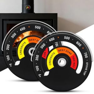 NUTKIT Thermomètre Pour Cheminée, 2PCS Thermomètre de Poêle Magnétique, thermometre poele a bois rond, thermomètre magnétique pour poêle à bois, pour Cheminée à Bois Mesure de la Température (HFX-online, neuf)