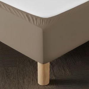 Cache Sommier 200x200 Taupe &ndash; Tissu Doux et Extensible &ndash; Rendu Impeccable &ndash; Facile &agrave; Installer (Dahlica Fr, neuf)