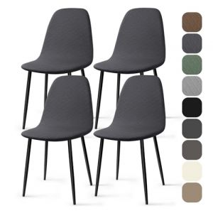 Housses Chaise de Salle à Manger Scandinave 4 Pieces Moderne Jacquard Housse de Chaise Extensible Couverture de Chaise Housse Chaise pour Décoration Salon Cuisine Hôtel (Gris Foncé, 4 Pieces)-KL (Ballad, neuf)