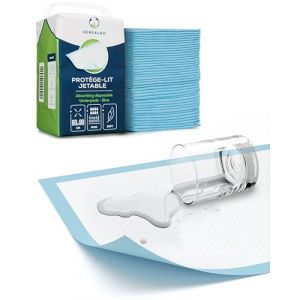 Sensalou Alèses Incontinence 60x90 cm – 50 Pièces – Alèses Jetables Absorbantes Imperméables pour Lit, Bébé, Seniors, Chiens, Protection Matelas, Soins à Domicile, Hygiène, Alèse Médicale (Tadima GmbH, neuf)
