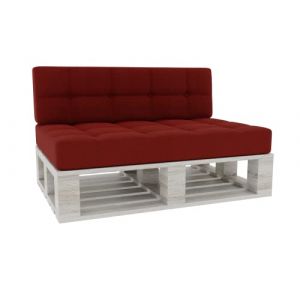 Coussin pour Palette Coussin d'assise Dossier piqu&eacute; PFG (Set (Coussin d'assise 120x80 +Dossier 120x40), Bourgogne) (FavreShop, neuf)