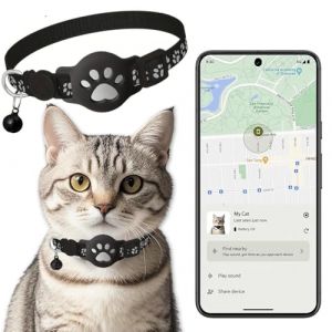 Collier GPS Chat, Traceur GPS Chat Tracker, sans Abonnement Mensuel, sans Carte SIM, Compatible avec Goo- gle Find My (Android Uniquement) (Collier + pisteur Blanc) (Shenyang Xiaoni Chen Trading Co., Ltd, neuf)
