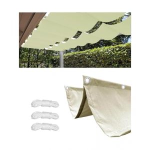 Toile D'ombrage Rétractable 3.6x3.6m Imperméable Rectangulaire Vague Voile Ombrage Filet D'ombrage Bâche Ombrage Protection UV Solaire pour Jardins Balcons Terrasse Pergola Crème (Woace®, neuf)