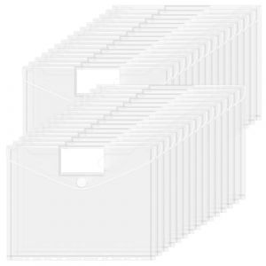 JEFURE Pochettes Plastiques Perforées A4 30 Pièces, Pochette Porte Document avec 11 Trous, Pochette Transparente A4 avec Poches Velcro Languette pour Organiser des Documents (JEFURE, neuf)