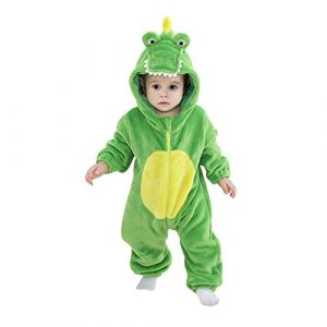 LOLANTA Bébé Deguisement Crocodile, Animal Alligator Combinaison en Flanelle à Capuche Enfant, Vert, 4-5 ans (LOLANTA, neuf)