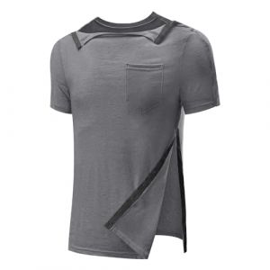 Chemise post-chirurgie &ndash; T-shirt unisexe de r&eacute;cup&eacute;ration des &eacute;paules avec boutons-pression lat&eacute;raux gauche et droit pour homme et femme, gris, XL (HanpuStore, neuf)