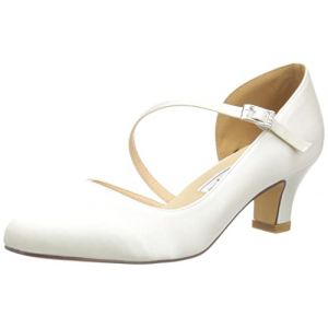 Duosheng & Elegant Chaussure Ivoire Mariage Femme HC2002 Escarpins Vintage Talon Stain Bout Fermé Strappy Mary Janes EU 38 (EMMAVILLE, neuf)