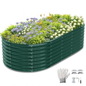 LEADZM Potager surélevé en métal 240x120x60 cm - Ensemble galvanisé avec Base Ouverte, Très Grande Surface de Plantation Carre Potager - pour légumes, Herbes, Fleurs - Vert foncé (VICTOPV, neuf)