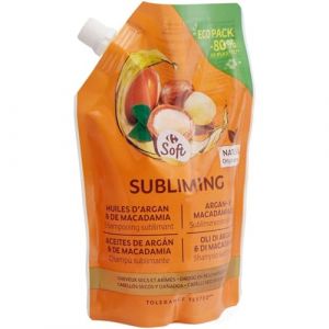 SOFT - Shampoing Sublimant pour Cheveux Secs et Ab&icirc;m&eacute;s | Huiles d'Argan & de Macadamia Onctueuses | Pour un soin nourrissant | la recharge de 500mL | LOT DE 4 (ViveVers, neuf)