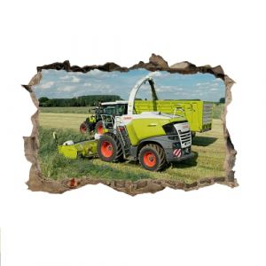Décoration murale Autocollants brisés 3D Tracteur Tatouage mural d'art amovible Famille Vinyle Stickers Muraux pour La Maison Pépinière Filles Enfants Salon Chambre Décoration 50x75cm (New Mato, neuf)