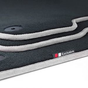 tuning-art LX308 Tapis de Sol Compatible avec Porsche Macan 2014-12/2018, Bordure :Argent (tuning-art votre fabricant de Berlin, neuf)