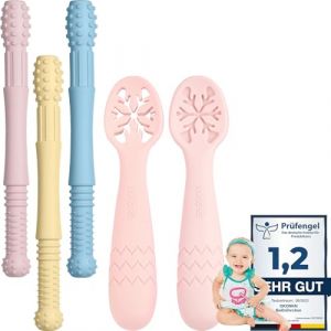 Lot de 5 bagues de morsure en silicone pour dentition, 5 pi&egrave;ces Admis comme objet de pr&eacute;hension (5 pi&egrave;ces-B) (B&eacute;B&eacute;S OKONKN-FR, neuf)