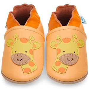 Chaussures pour fille en cuir souple, chaussures pour b&eacute;b&eacute;, premiers pas, avec semelle en daim, bottines pour b&eacute;b&eacute;, giraffe, 2-3 anni (Juicy Bumbles, neuf)