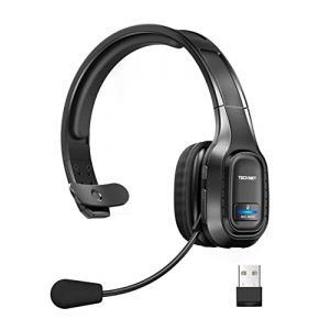 TECKNET Casque Bluetooth sans Fil avec Micro, Réduction du Bruit Casque Audio 55 Heures d'autonomie pour PC Portable Ordinateur/Centre d'appels/Téléphones/Skype/Bureau/Zoom/Conducteurs de Camions (BRICKLAYING, neuf)