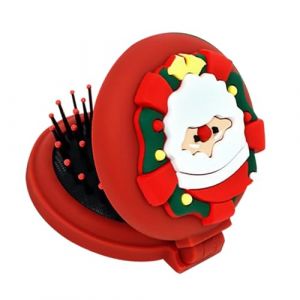 Peigne de voyage, brosse &agrave; cheveux pliable - Peigne &agrave; cheveux de voyage &agrave; th&egrave;me de No&euml;l | Peigne de massage rond et compact, brosse de voyage, accessoire de coiffure pour cheveux &eacute;pais et boucl&eacute;s (cangjunw, neuf)