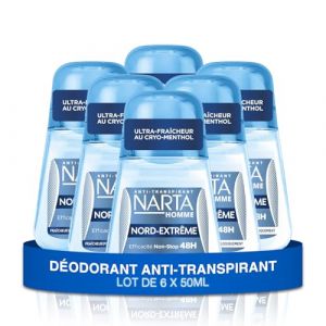 Narta - Déodorant Homme Bille - Nord-Extrême Anti-Transpirant Nord-Extrême Efficacité Non-Stop 48h - lot de 6 x 50ml (Parapharmacie Centrale, neuf)