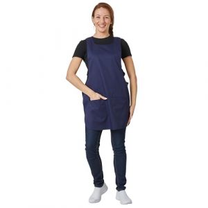 Hurry Jump Tablier chasuble Tablier sans manches femme type blouse chasuble Tablier sans manches femme type blouse chasuble avec patte réglage pressions coloris MARINE LIS MARINE Taille unique (Label blouse, neuf)