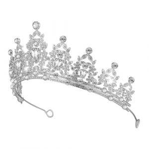 IWOWHERO diadème de princesse Tiare d'anniversaire sirène rose décorations diadèmes de princesse couronne princesse Diadème de mariage bandeau strass couronne pour la mariée alliage Silver (Langeriy, neuf)