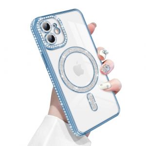 Newseego Coque pour iPhone 12, Paillettes Bling Luxe Diamant Housse 6,1 Pouces Compatible avec MagSafe TPU Flexible Transparente Dos Mignonne Antichoc Protection pour iPhone 12 Bleu (NewseegoUK, neuf)