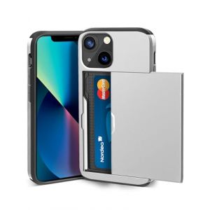 ACOCOBUY Coque pour iPhone 14 13 &Eacute;tui Portefeuille Fente pour Carte Cr&eacute;dit Cach&eacute;e Coque avec Porte-Cartes Antichoc Housse Protection &agrave; Double Couche &Eacute;tui Housse Arri&egrave;re 6,1 Pouces pour Hommes Argent (ACOCOBUY FR, neuf)