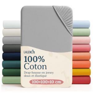 Laleni Draps Housses 100x100 cm en Jersey - Lot de 2 Drap Housse Bebe certifi&eacute; Oeko-TEX 100% Coton - Drap Housse Tapis de Parc 100x100 - Drap Housse Matelas Parc 100x100 - Drap lit Bebe en Gris (Everbrent, neuf)