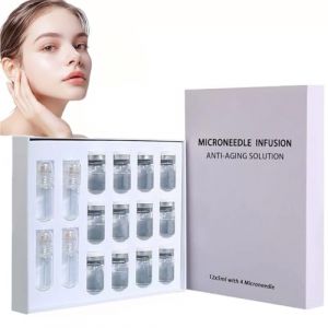 Système de micro-perfusion pour le visage, micro-aiguille kit de perfusion serrecteur de peau, sérum facial anti-âge et lisse pour tous les types de peau (4+12) (baodingdongrundianzishangwuyouxiangongsi, neuf)