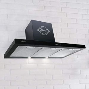Gurari 461 BL Hotte aspirante murale 90 cm •1000m³/h•Hotte murale Luxe • 3 vitesses •LED •Noir •Recirculation possible (elektroniks-home, neuf)
