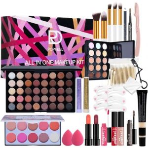 Holzsammlung Coffret Maquillage Femme, Kit de Démarrage de Maquillage Complet avec Ombres Paupière, Rouge à Lèvre, Pinceaux, Correcteur, Recourbe-cils, Pochoirs à Sourcils #04 (TeencentsMallEU, neuf)