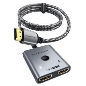 WARRKY Switch HDMI 4K 60Hz [avec Câble Tressé Fixe 1M, Coquille en Aluminium] Bidirectionnel Commutateur HDMI Splitter 2 Entrées 1 Sortie, Compatible avec PS5/4, Xbox, Roku, Fire Stick, Switch (WARRKYDIRECT, neuf)