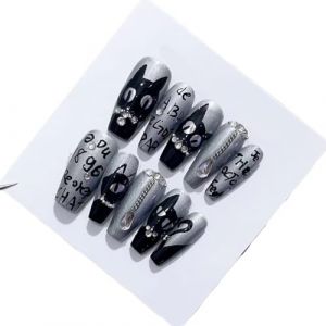 Oeil de chat fait à la main noir peint à la main chat portant des ongles amovibles ongles artificiels(M) (Seful Store, neuf)
