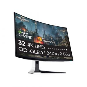 Alienware AW3225QF 32" 4K UHD (3840x2160) 1700R Écran PC Gaming Incurvé, 240Hz, QD OLED, 0.03ms, Compatible NVIDIA G-Sync, HDR, Dolby Vision, USB-C, DisplayPort, 2X HDMI, 4X USB (GROOVE TO S.R.L.S., neuf)