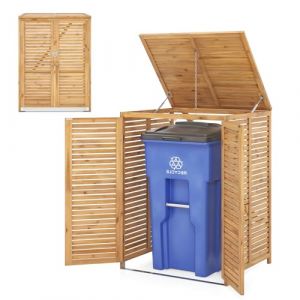 LIFEZEAL Abri à Poubelles en Bois, Cache Poubelle 120 L, Abris Poubelles de Jardin avec Couvercle Ouvrant, Doubles Portes & Verrou Verrouillable, 86 x 70 x 114 cm (LIFEZEAL ITALY S.R.L., neuf)