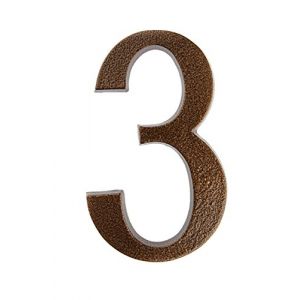 HUBER numéro de maison 3 en aluminium 20 cm I numéros de maison pour la maison et la porte I numéro de maison XL I plaques de numéro de maison en cuivre noble design 3D, revêtement par poudre (Service@huber-electro, neuf)