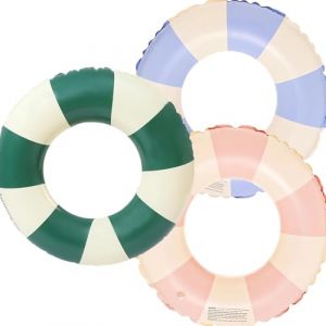Anneau de Natation Gonflable Adulte, Anneau de Natation Bou&eacute;e de Piscine, Bou&eacute;e Gonflable R&eacute;tro Ray&eacute;e en PVC Bou&eacute;e Piscine, pour Les Vacances &agrave; la Plage et Les f&ecirc;tes de Piscine (Bleu + Rose + Vert) (JUBAORONG, neuf)