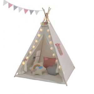 Julia Tente tipi pour enfant 120 x 120 x 160 cm Rose/beige (Jurhan, neuf)