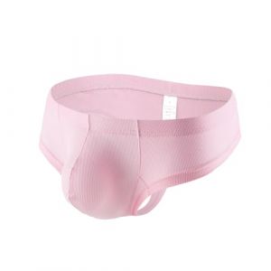 Faringoto Sous-vêtements en fil de soie glacée pour homme, couleur unie, string respirant, rose, M (Faringoto, neuf)