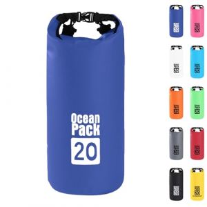 20L Sac étanche Polyvalent, 2L/5L/10L/15L/20L/30L Bleu Waterproof Dry Bag avec Longue Bandoulière Réglable Sac à Dos Confort Imperméable pour Bateau/Kayak/Pêche/Rafting/Natation/Camping/Snowboard (MUDAMUDA Store, neuf)